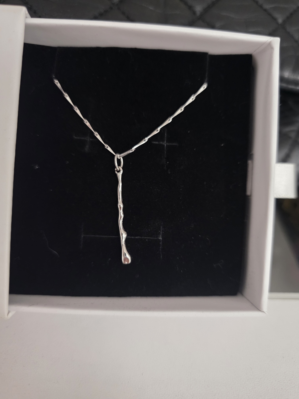 Drip Pendant on Fine Link Chain Necklace - Picture 4 of 5